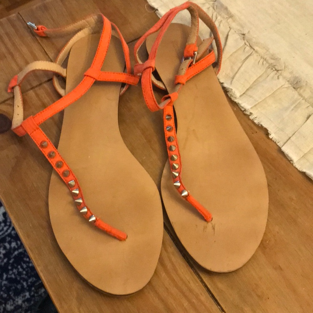 Orange studded sandals